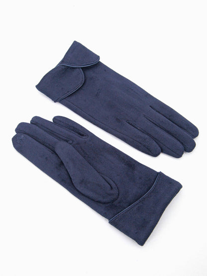 Tori Scalloped Cuff Gloves in Navy Blue