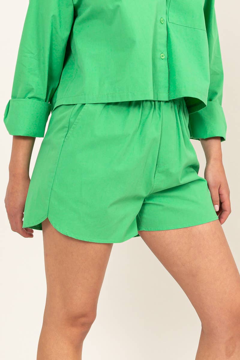 Ivy Poplin Shorts in Green - FINAL SALE