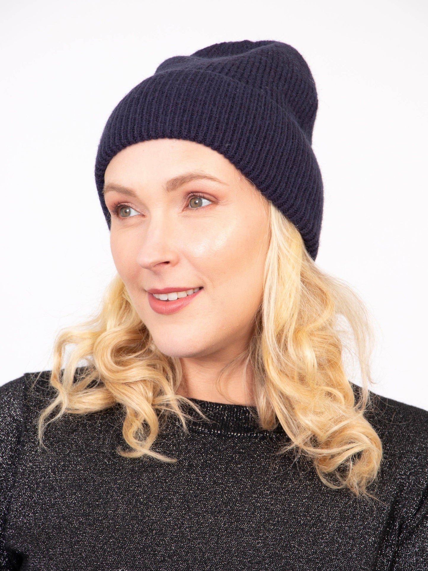 Noelle Beanie Hat in Navy Blue