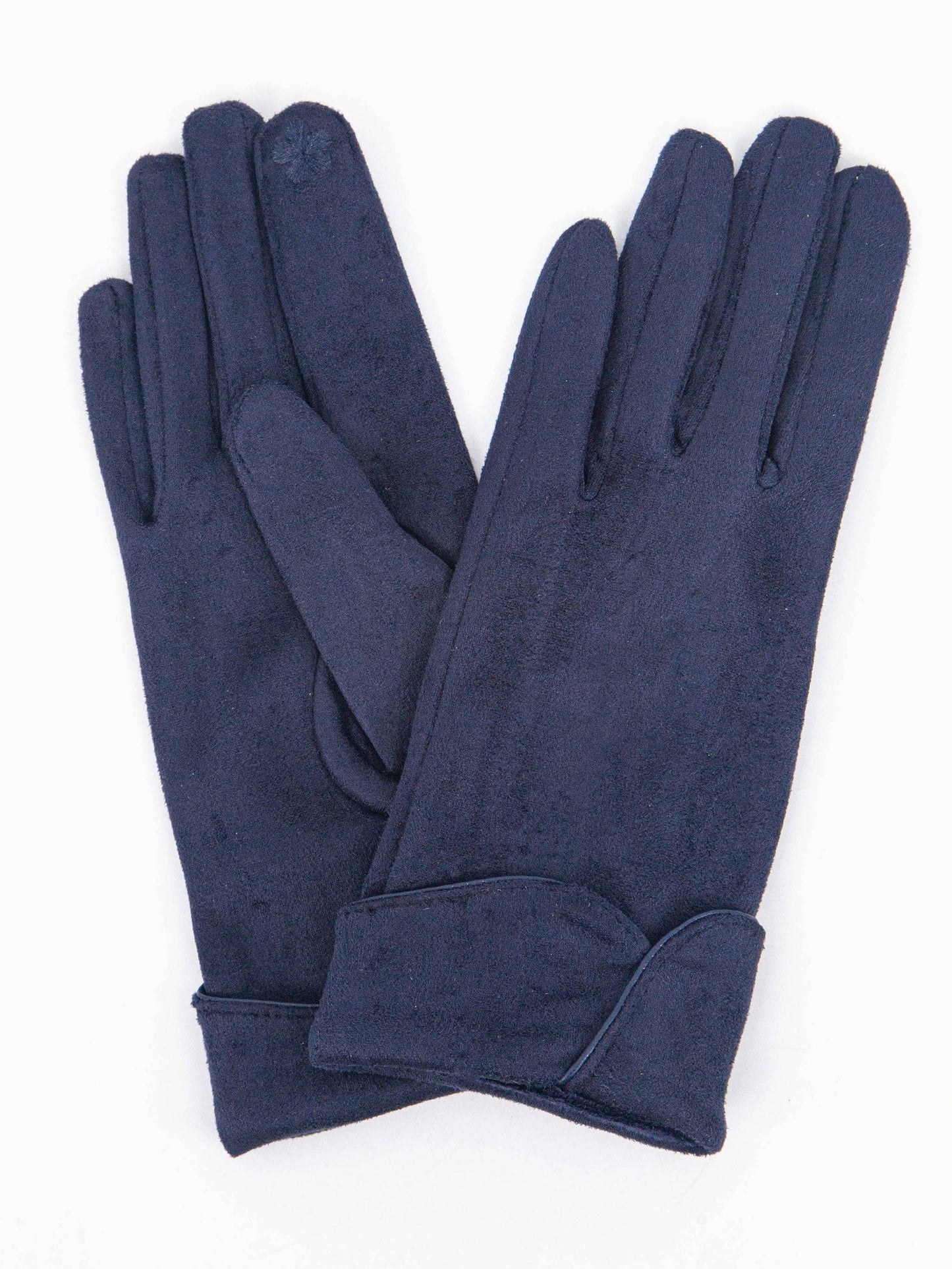 Tori Scalloped Cuff Gloves in Navy Blue