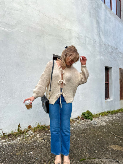 Allegra Bow Cardigan in Ivory