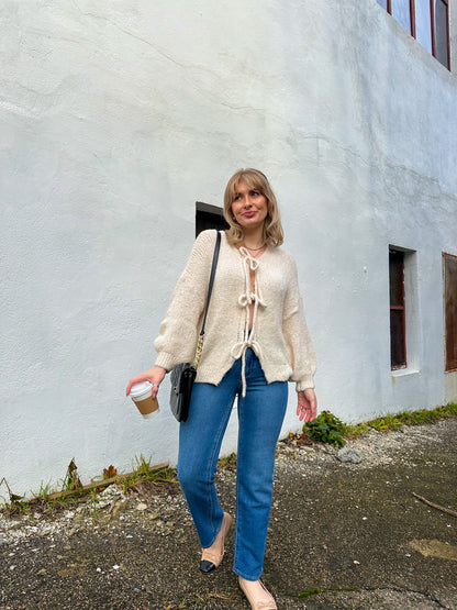 Allegra Bow Cardigan in Ivory