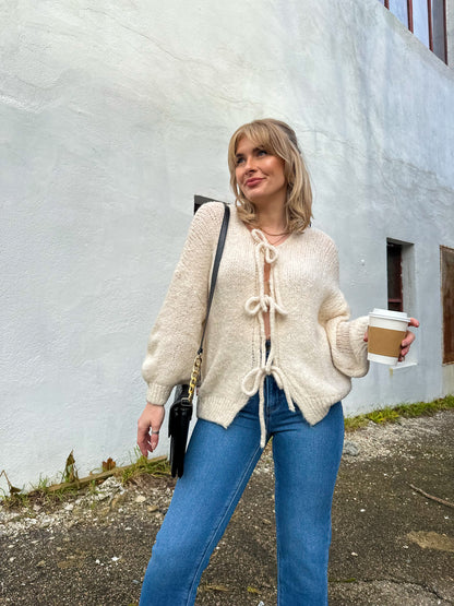 Allegra Bow Cardigan in Ivory