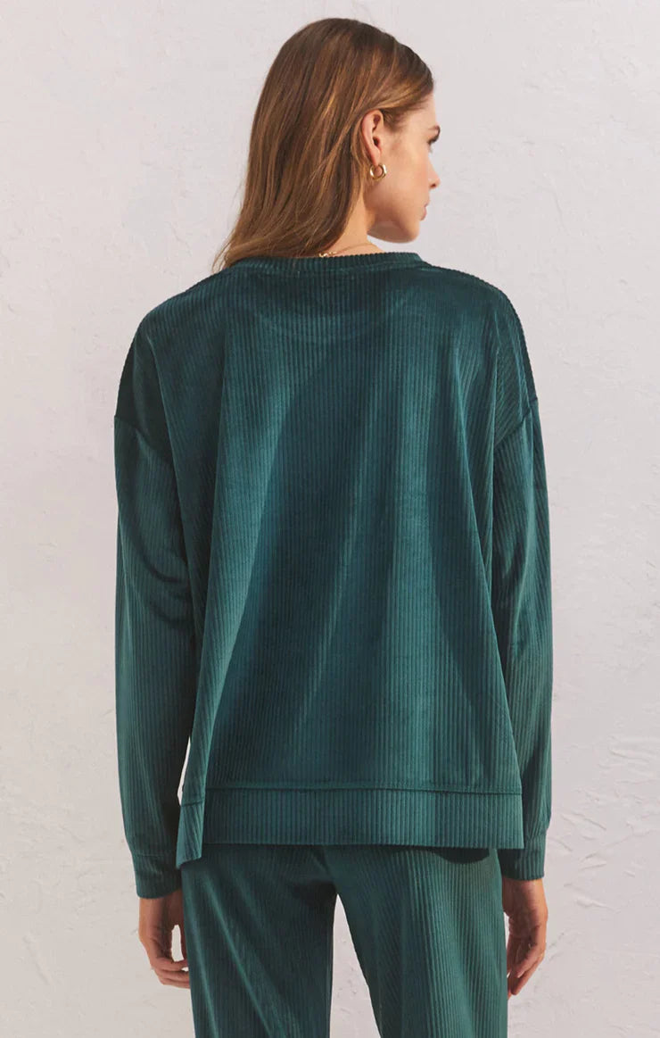 Night in Velour Long Sleeve Top