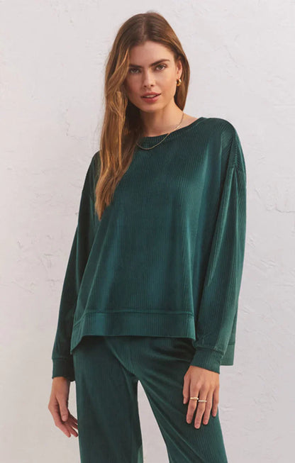 Night in Velour Long Sleeve Top