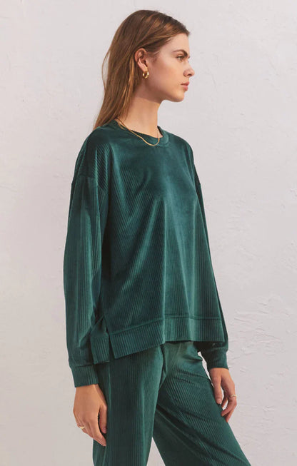 Night in Velour Long Sleeve Top