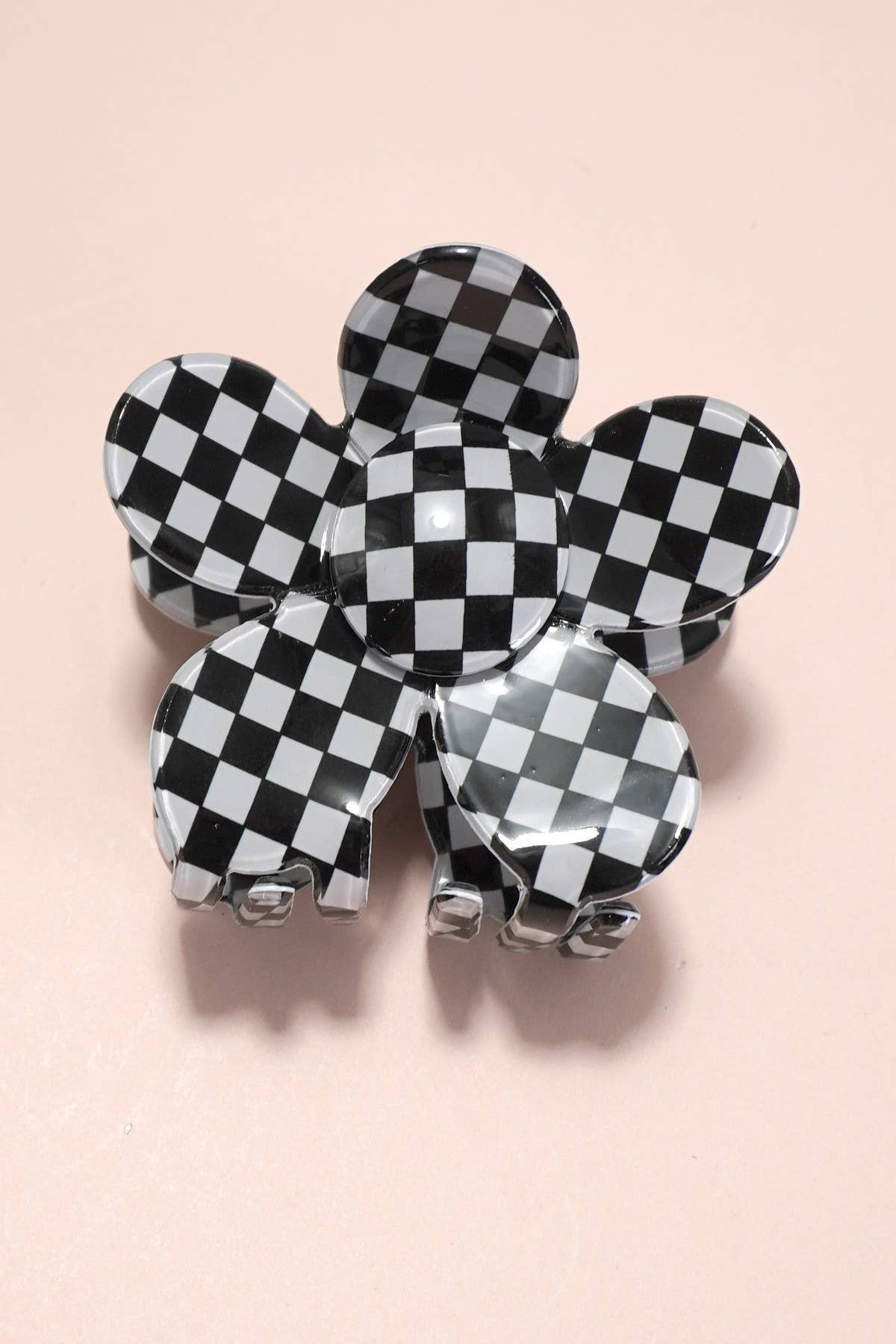 Checkered Flower Jaw Clip