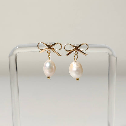 Bowknot Pearl Studs