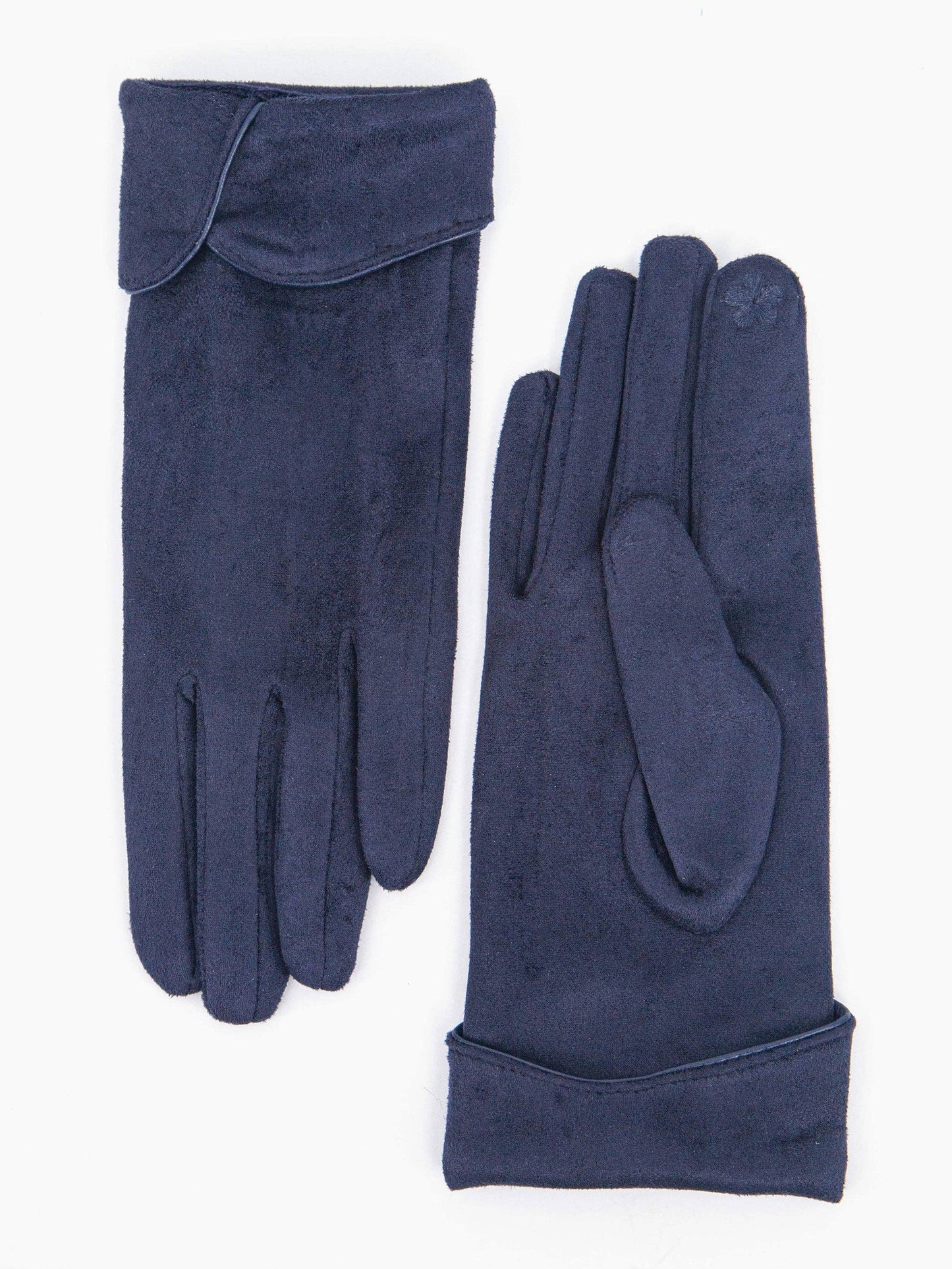 Tori Scalloped Cuff Gloves in Navy Blue