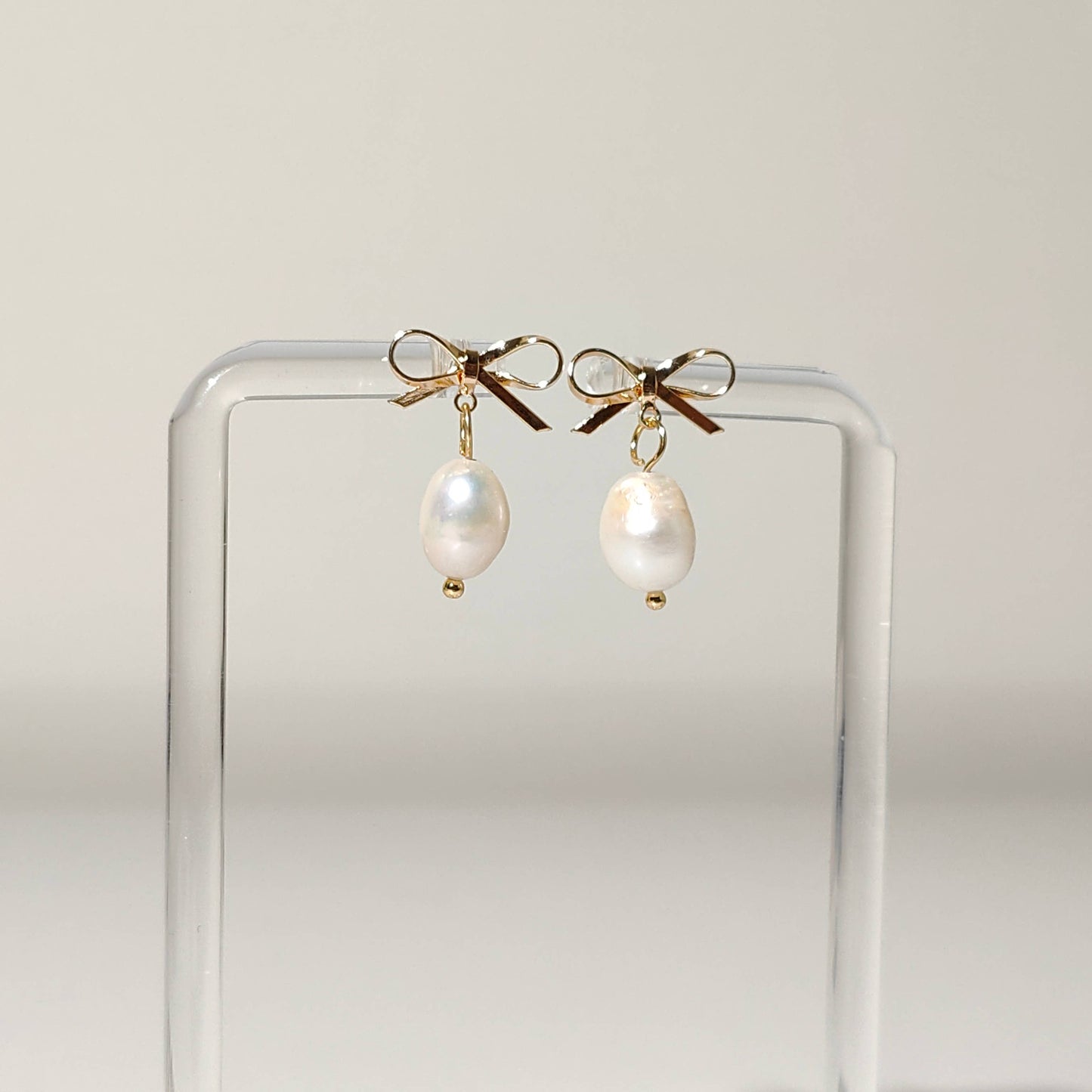 Bowknot Pearl Studs