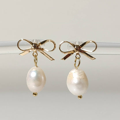 Bowknot Pearl Studs