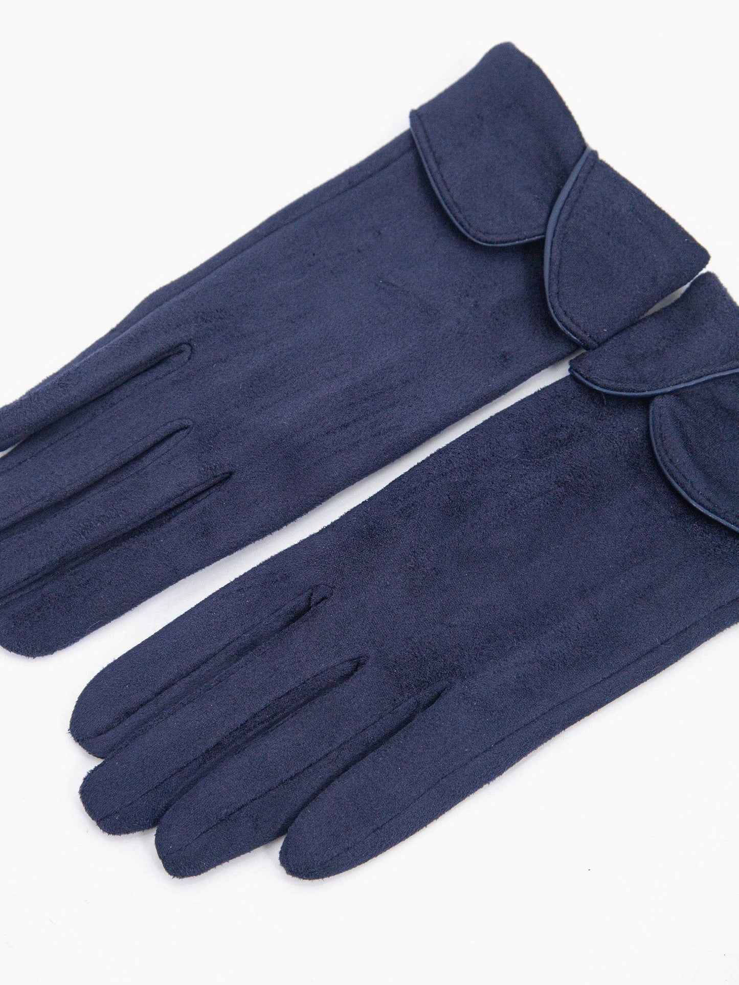 Tori Scalloped Cuff Gloves in Navy Blue