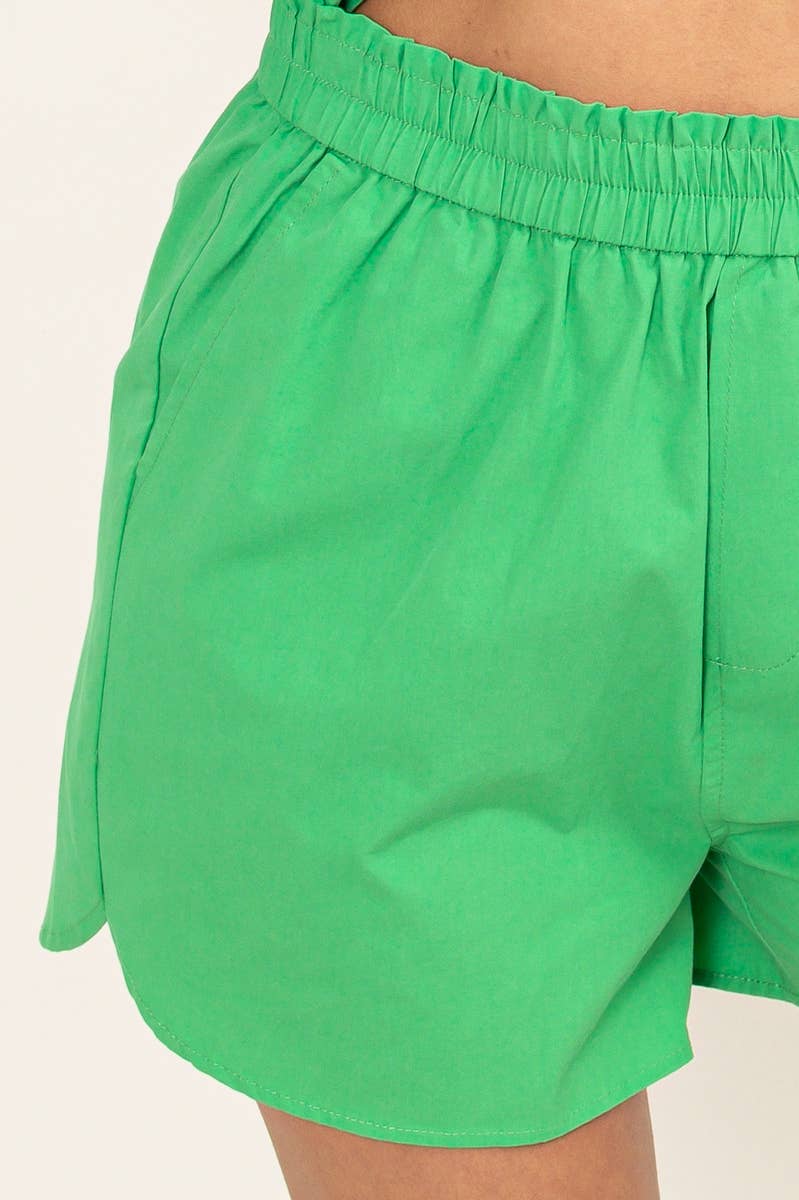 Ivy Poplin Shorts in Green - FINAL SALE